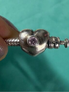 Pandora Sterling Silver Pink CZ Heart Charm